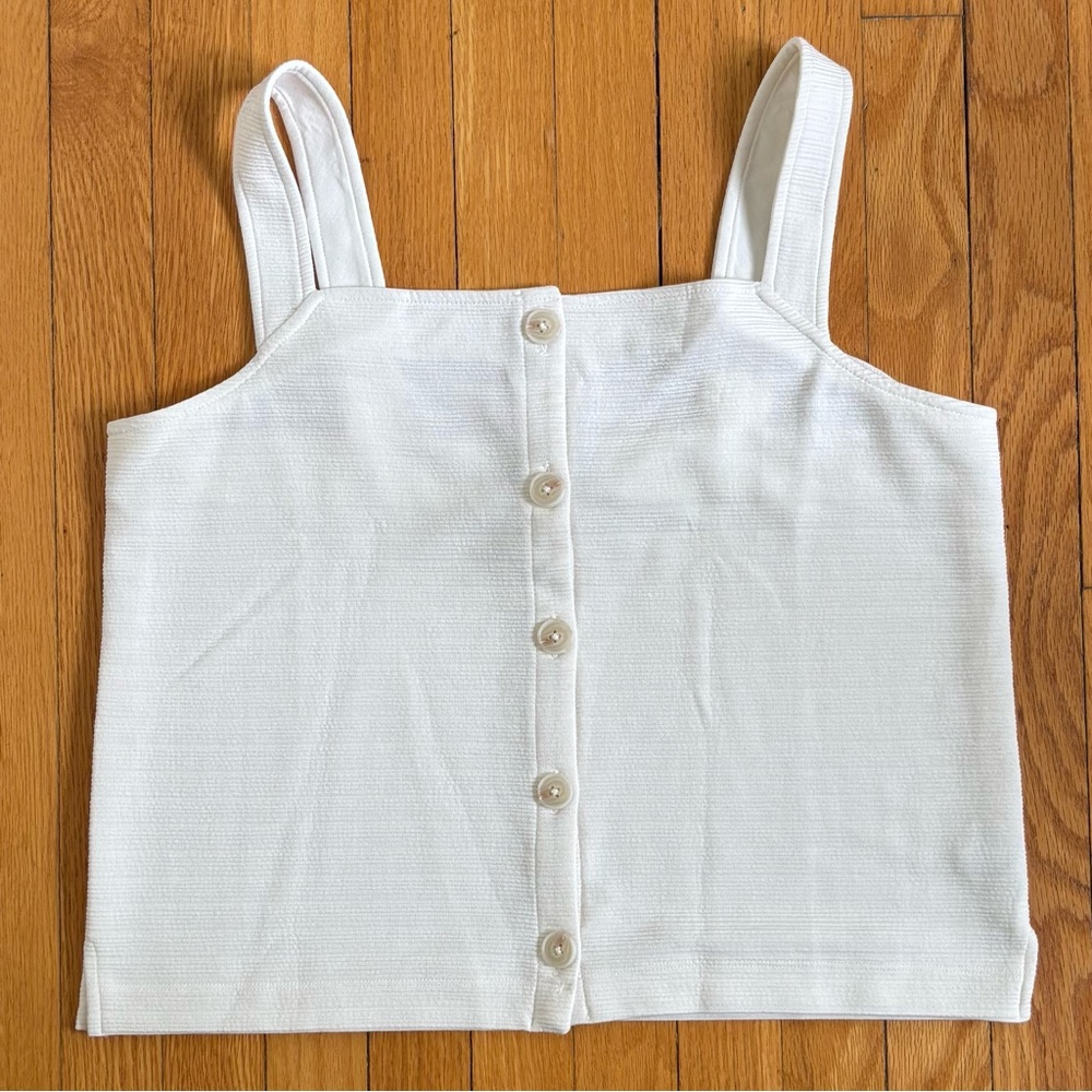 NWOT J. Crew Cream Sleeveless Button-Front Tank Top